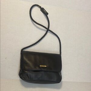 Vintage Black Genuine Leather Small Shoulder Bag